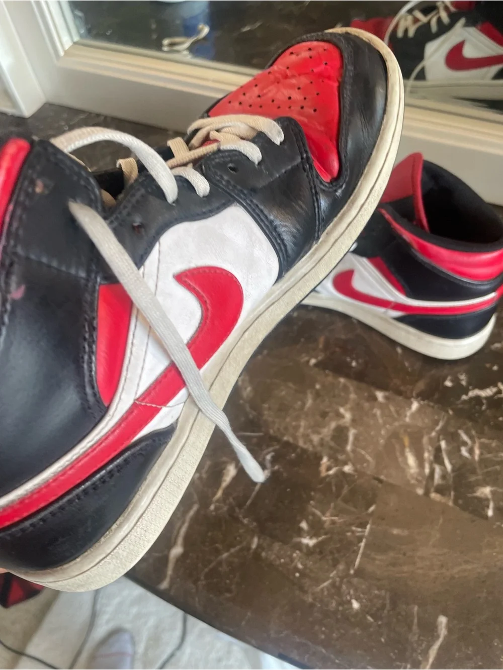 Jordan Kids High-Top Sneakers in Red, Black & White